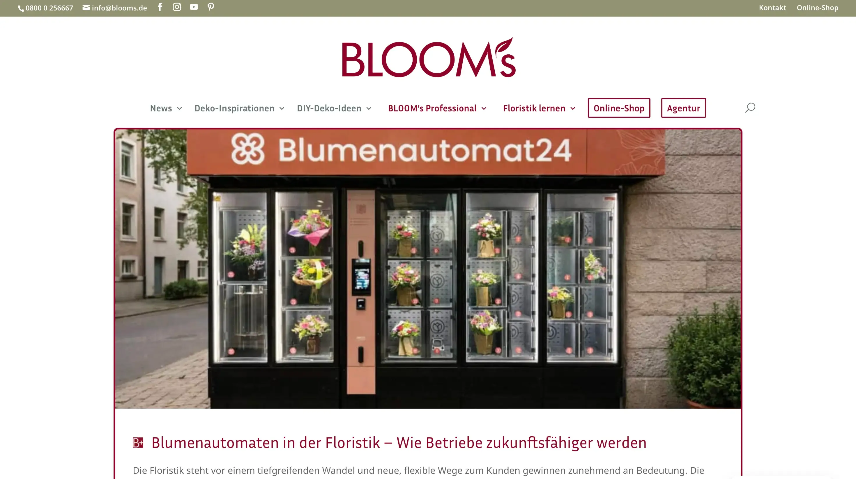 Blooms.de berichtet über Blumenautomat24 und die Zukunft moderner Floristik