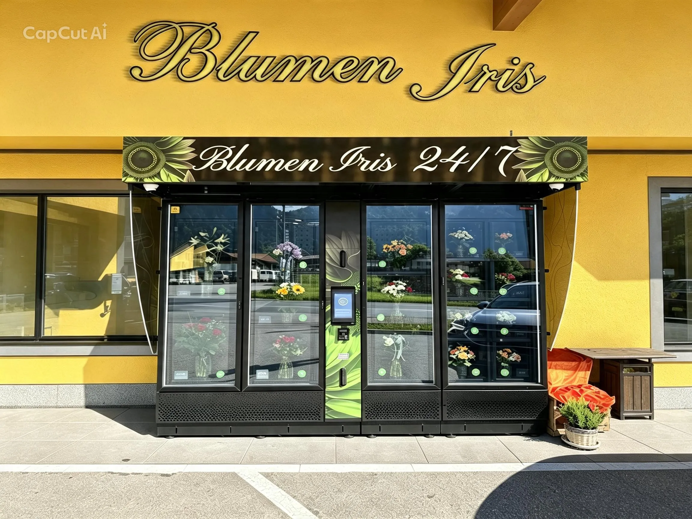 Großer Blumenautomat mit 16 beleuchteten Fächern